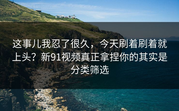 这事儿我忍了很久，今天刷着刷着就上头？新91视频真正拿捏你的其实是分类筛选